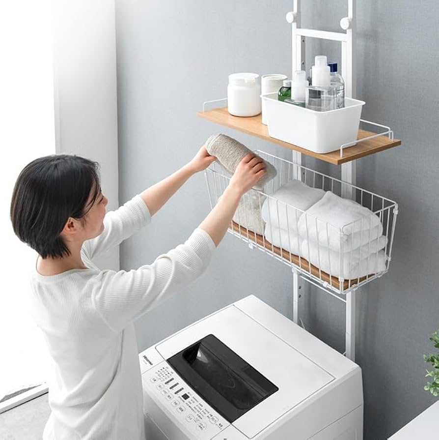 Amazon｜ランドリーラック 収納棚 幅60cm 突っ張り式 9段 高さ